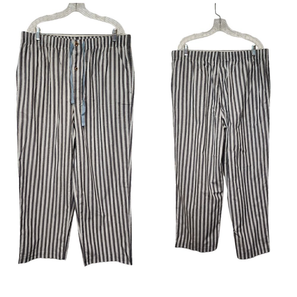 CREMIEUX LOUNGWEAR PLAID GRAY/BLUE ELASTIC DRAWSTRING PAJAMA PANTS SIZE XL